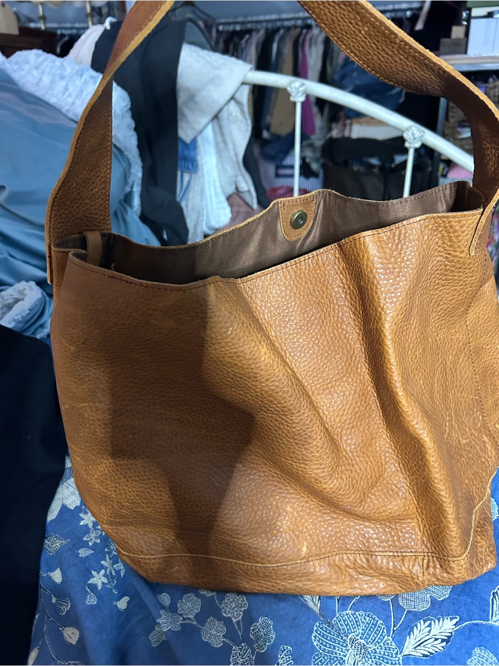 Duluth Trading Co Tan Leather Shoulder Bag